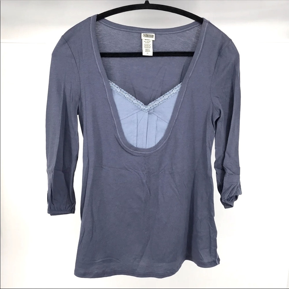NEW 3/4 Sleeve Faux Camisole Top Shirt S